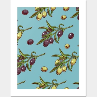 Olives - Mediterranean pattern Posters and Art